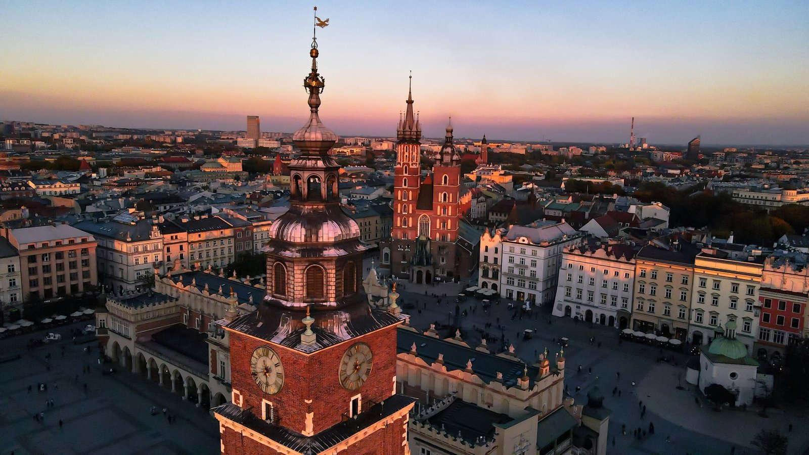 Aerial view of Kraków Main Market Square