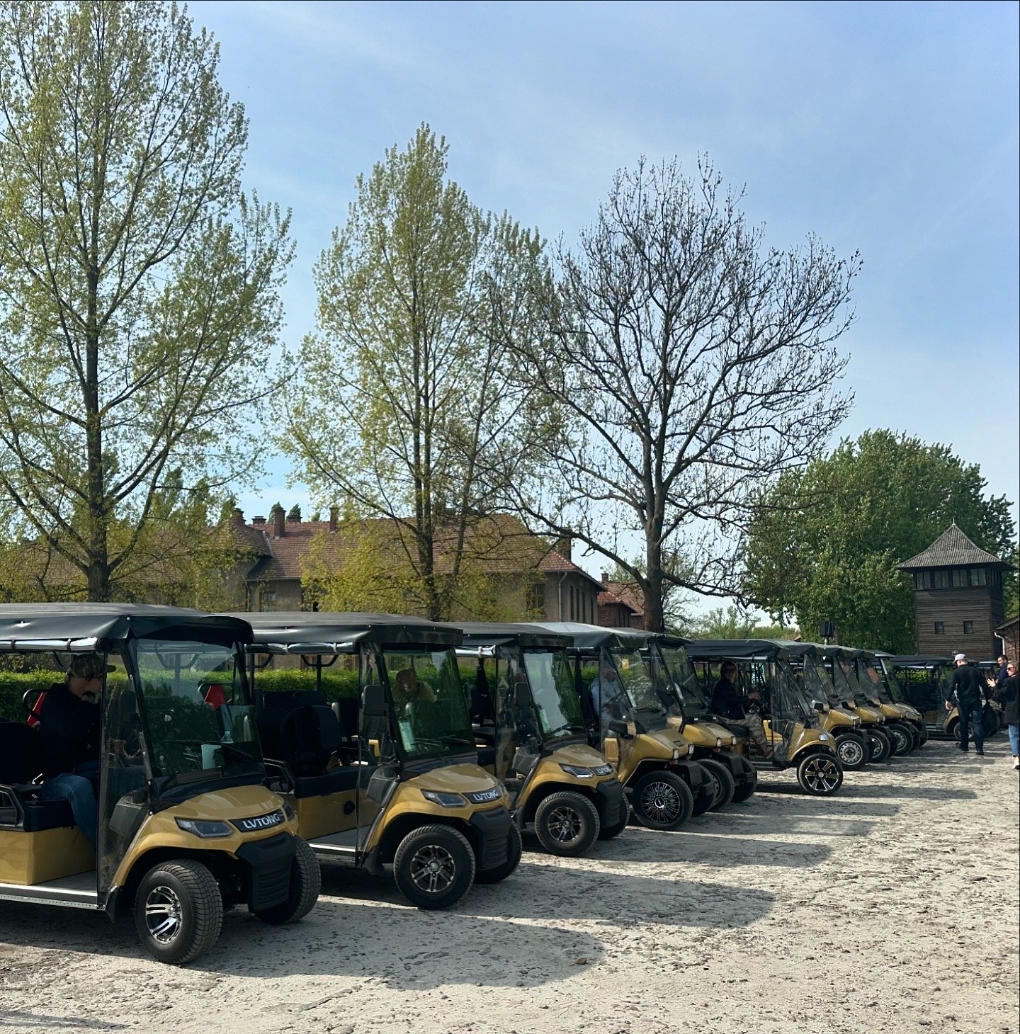 Tourists on a golf buggy sightseeing in Kraków