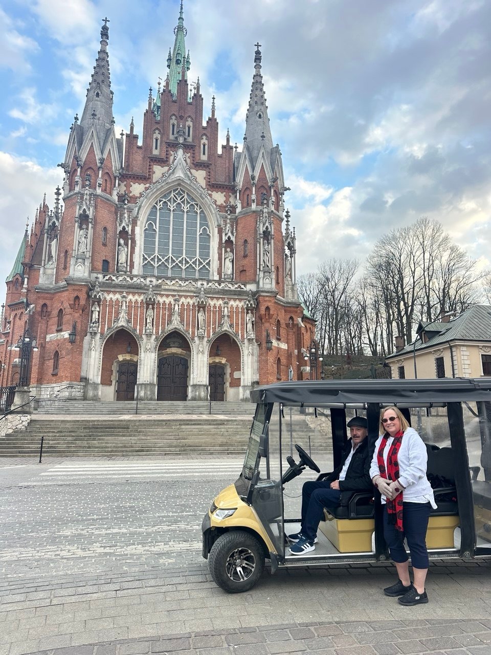 Tour group on Melex golf cart Kraków